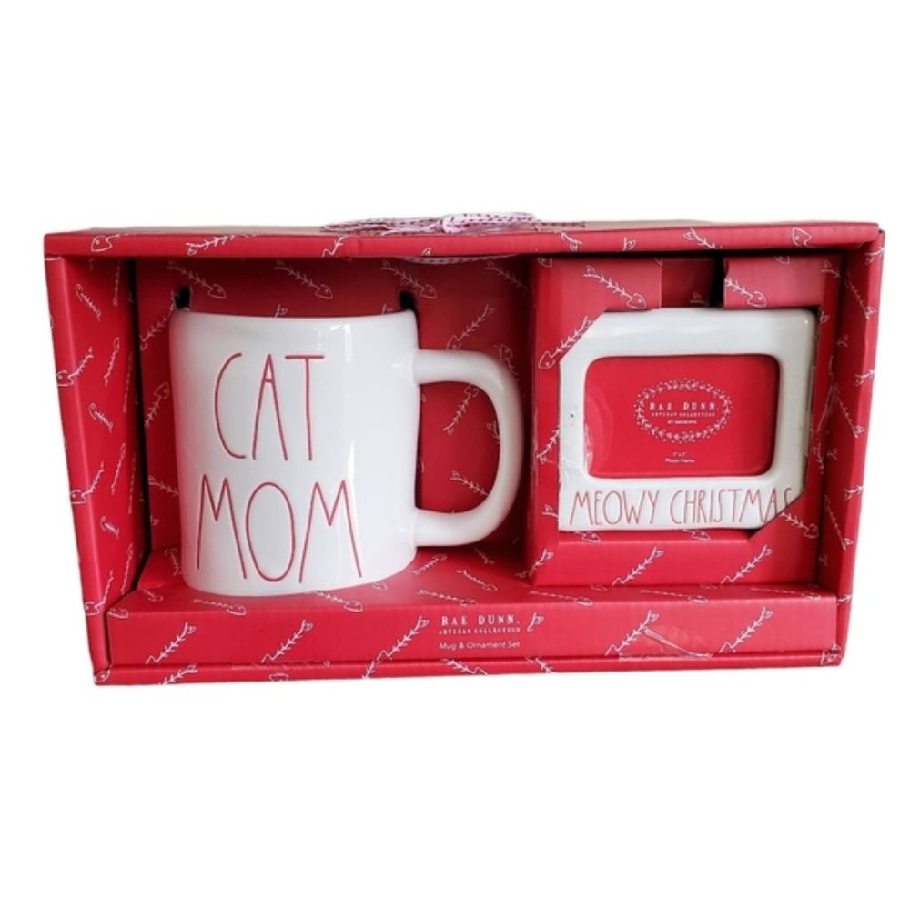 ???? Rae Dunn Cat Mom Mug & Photo Frame Meowy Christmas Gift Set